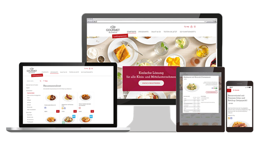 Der GOURMET Lieblingsspeisen Webshop auf verschiedenen Endgeräten